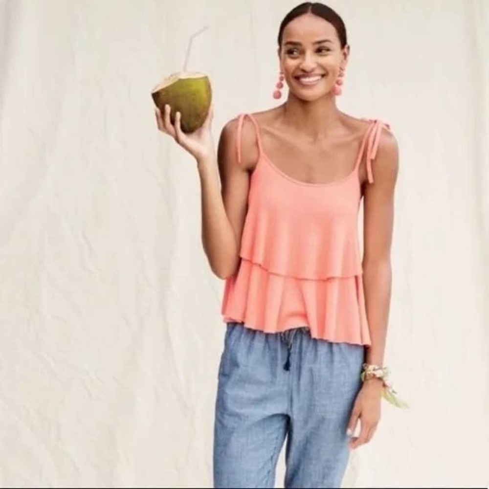 J. Crew Coral Soft Merino Wool Tiered Layered Tank Top Size Small